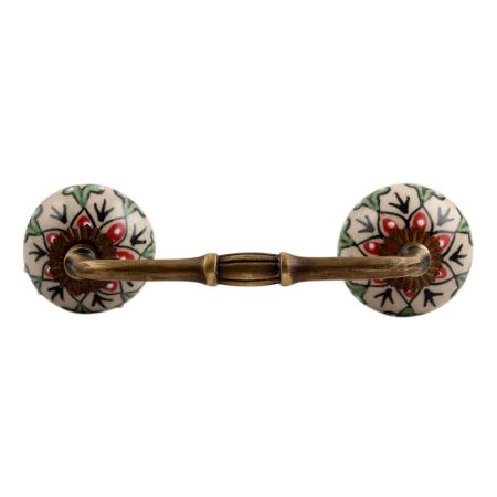 Red Leaf Flower Ceramic Bridge Handle